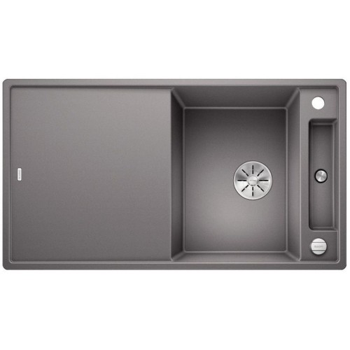 BLANCO AXIA III 5 S-F Silgranit inkl. Glasschneidbrett alumetallic InFino Ablauf 523233