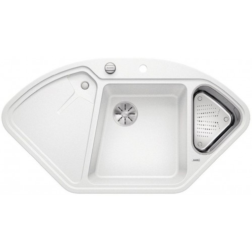 BLANCO DELTA II Eck-Einbau-Spüle Silgranit PuraDur weiss InFino Ablauf 523660