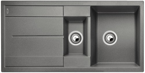B-Ware BLANCO METRA 6 S Spülbecken mit exzenter und Becken alumetallic 513045-mit 2 Löcher