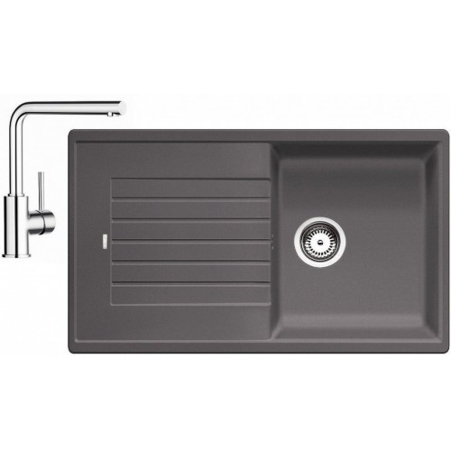 BLANCO Set Spüle ZIA 5 S SILGRANIT Felsgrau + Armatur Mila chrom