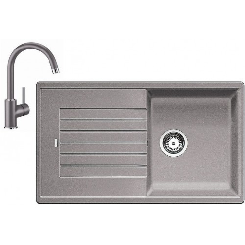 BLANCO Set Spüle ZIA 5 S SILGRANIT Allumetalic + Armatur Mida Allumetalic