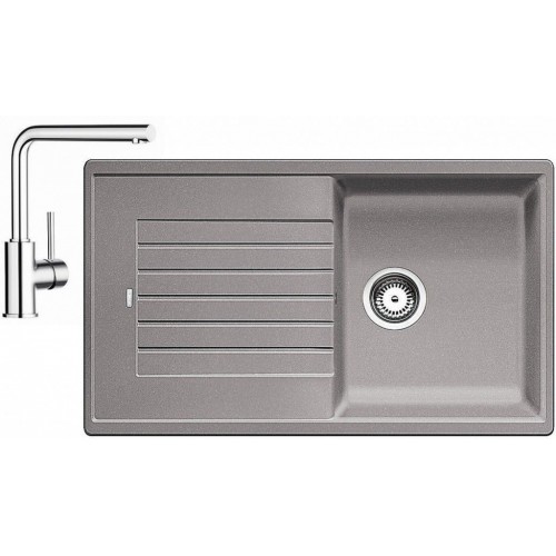 BLANCO Set Spüle ZIA 5 S SILGRANIT Allumettalic + Armatur Mila chrom BLANCO Set Spüle ZIA 5 S SILGRANIT Allumettalic + Armatur Mila chrom