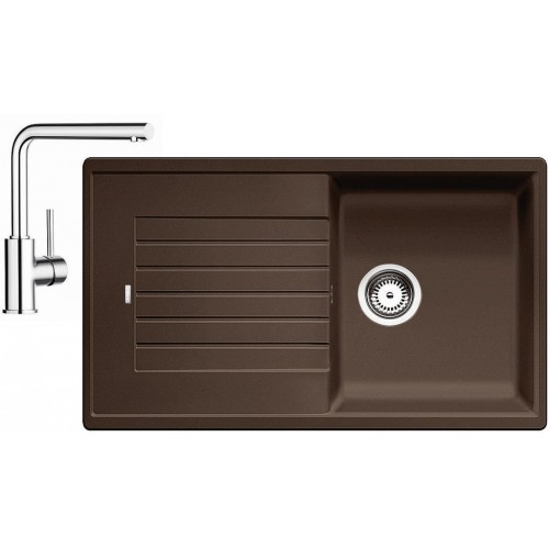 BLANCO Set Spüle ZIA 5 S SILGRANIT Cafe + Armatur Mila chrom BLANCO Set Spüle ZIA 5 S SILGRANIT Cafe + Armatur Mila chrom