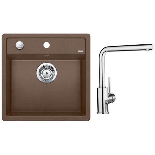 BLANCO SET Silgranitspüle DALAGO 5 muskat + Küchenarmatur MILA chrom