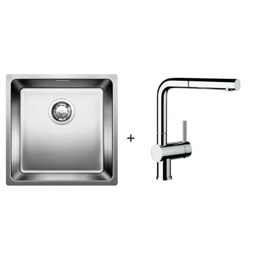 BLANCO SET BLANCOANDANO 400-U Edelstahlspüle + Küchenarmatur Linus-S chrom