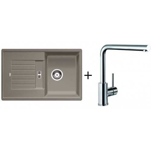 BLANCO SET BLANCOZIA 45 S Einbauspüle tartufo + Küchenarmatur Mila chrom BLANCO SET BLANCOZIA 45 S Einbauspüle tartufo + Küchenarmatur Mila chrom