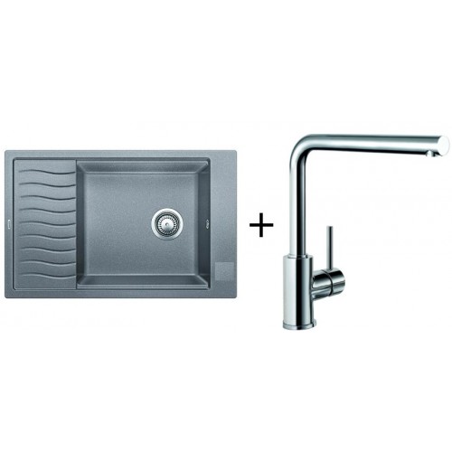 BLANCO SET BLANCOELON XL 6 S Einbauspüle aluminium + Küchenarmatur Mila chrom