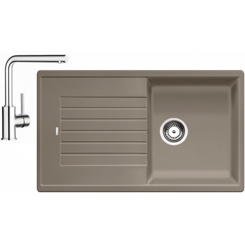 BLANCO Set Spüle ZIA 5 S SILGRANIT Tartufo + Armatur Mila chrom BLANCO Set Spüle ZIA 5 S SILGRANIT Tartufo + Armatur Mila chrom