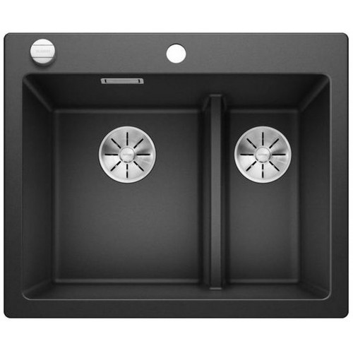 BLANCO Pleon 6 Split Silgranit PuraDur, Farbe schwarz, InFino Ablauf, 525956 BLANCO Pleon 6 Split Silgranit PuraDur, Farbe schwarz, InFino Ablauf, 525956