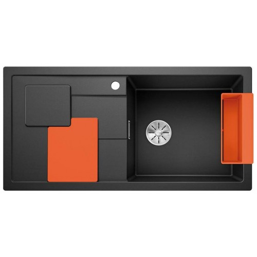BLANCO Einbauspüle SITY XL 6 S Silgranit schwarz InFino mit Zubehör in orange 525967 BLANCO Einbauspüle SITY XL 6 S Silgranit schwarz InFino mit Zubehör in orange 525967
