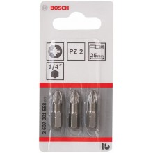 BOSCH Schrauber­bit Extra-Hart, PZ 2, 25 mm, 3er-Pack 2607001558