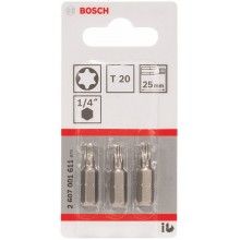 BOSCH Schrauber­bit Extra-Hart, T20, 25 mm, 3er-Pack 2607001611