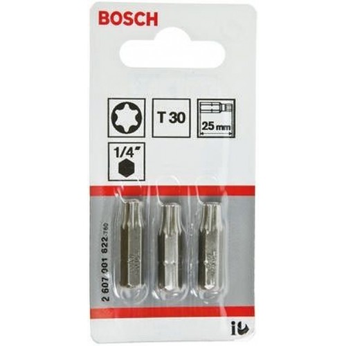 BOSCH Schrauber­bit Extra-Hart, T30, 25 mm, 3er-Pack 2607001622