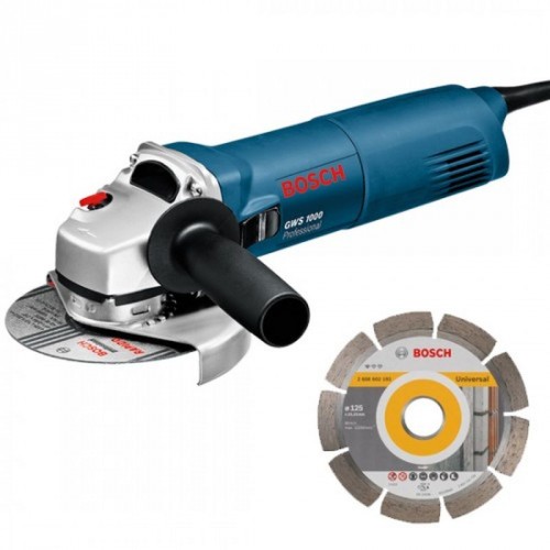BOSCH GWS 1000 Winkelschleifer + Diamant-Trennscheibe 060182880A