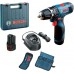 BOSCH GSB 120-LI Akku-Schrauber 2× 10.8V / 1.5Ah + Bits+Bohrerset+ Koffer 06019F3007