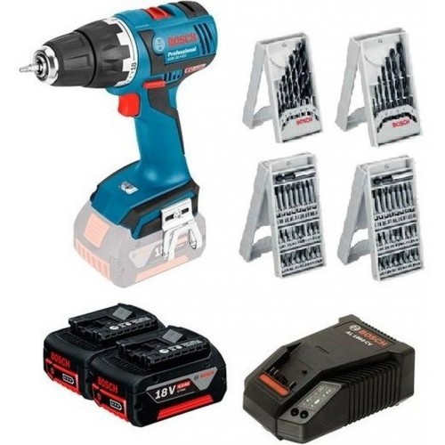 BOSCH GSR 18 V-EC Akku-Schrauber + 2x aku 18V / 4.0Ah + 68 Zubehör+ L-Boxx 0615990HR8