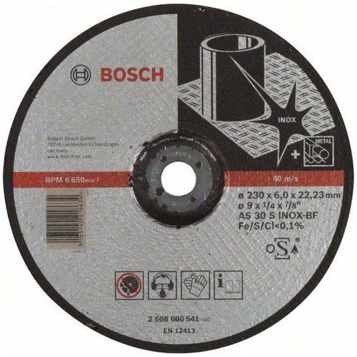 BOSCH Expert for Inox Schruppscheibe gekröpft, 230x23,22x6mm 2608600541