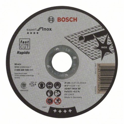 BOSCH Trennscheibe gerade Expert for Inox Rapido 125 mm, 1,0 mm 2608600549