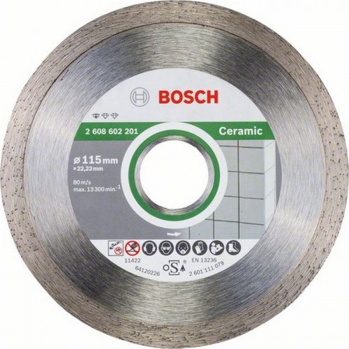 BOSCH Diamanttrennscheibe Standard for Ceramic, 115 x 22,23 x 1,6 x 7 mm, 2608602201