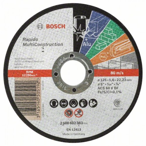 BOSCH Trennscheibe Gerade Rapido Multi Construction ACS 46 V BF, 125 Mm, 22, 23 Mm, 1, 6