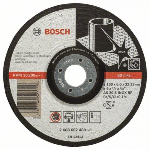 BOSCH Expert for Inox Schruppscheibe gekröpft, 150x22,23x6mm 2608602489