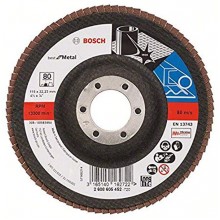 BOSCH Fächerschleifscheibe X571, Best for Metal, gewinkelt, 115 mm, 22,23 mm 2608605452