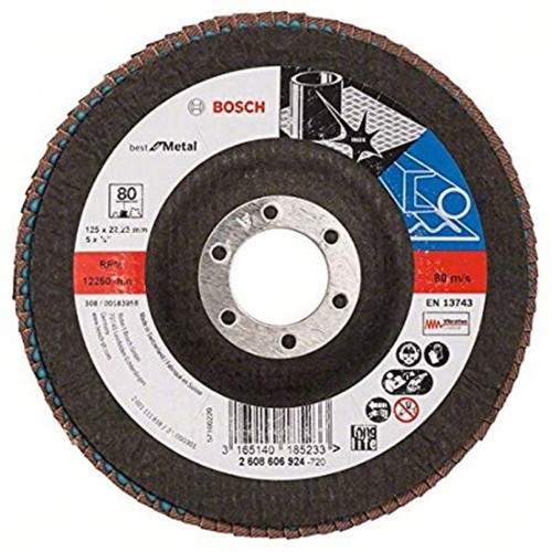 BOSCH Fächerschleifscheibe X571, Best for Metal, gewinkelt, 125 mm, 22,23 mm 2608606924