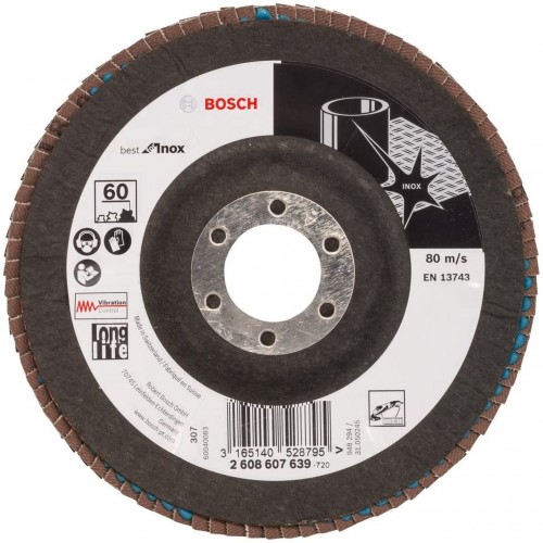 BOSCH Best for Inox Fächerschleifscheibe X581, 125x22,23 mm, 60, 2608607639 BOSCH Best for Inox Fächerschleifscheibe X581, 125x22,23 mm, 60, 2608607639