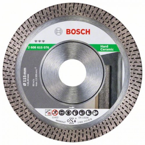 Bosch Diamanttrennscheibe Best for Hard Ceramic, 115 x 22,23 x 1,4 x 10 mm, 2608615076