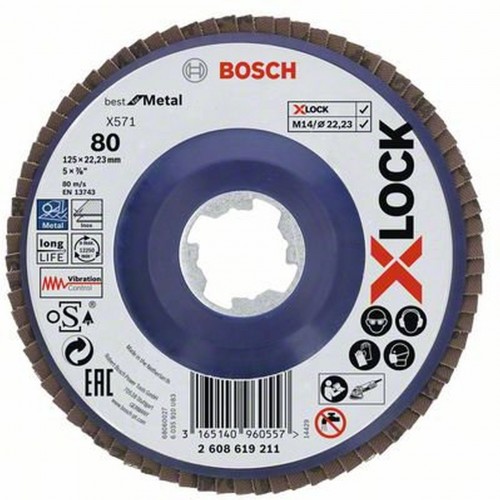 BOSCH Professional X-LOCK Fächerschleifscheiben 125 mm K80 2608619211