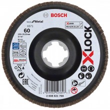 BOSCH X-LOCK Fächerschleifscheibe, Metall, gewinkelte Ausf., G40, X571, 125mm, 2608621767