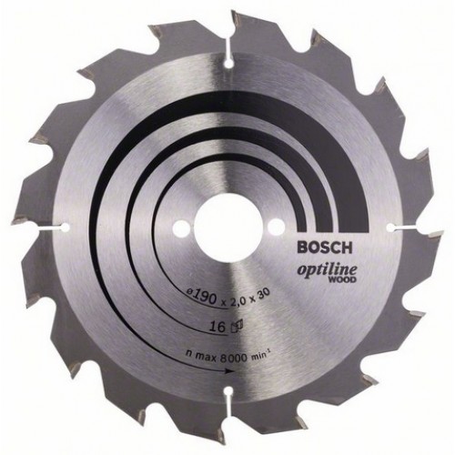 Bosch Kreissägeblatt Optiline Wood für Handkreissägen, 190 x 30 x 2,0 mm, 16, 2608641184