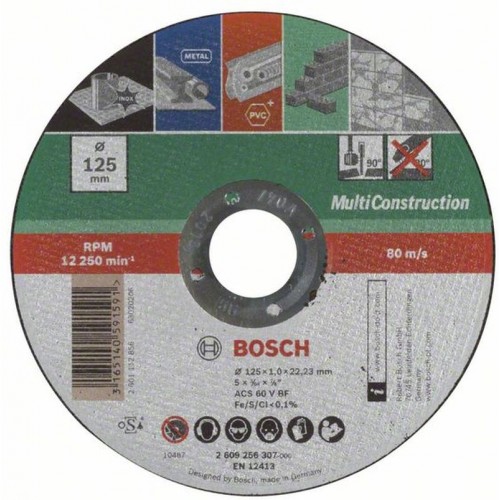 BOSCH Trennscheibe gerade, Multi Construction, 125x1mm 1St 2609256307 BOSCH Trennscheibe gerade, Multi Construction, 125x1mm 1St 2609256307