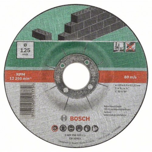 BOSCH 5tlg. Trennscheiben-Set gekröpft für Stein 125x2,5mm, 5St. 2609256335