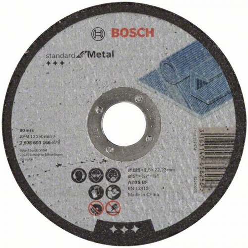 BOSCH Trennscheibe gerade Standard for Metal A 30 S BF, 125mm, 22,23mm, 2,5mm 2608603166