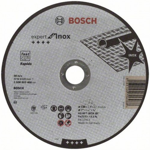 BOSCH Trennscheibe gerade Expert for Inox Rapido AS 46 T INOX BF, 180mm, 1,6mm 2608603406 BOSCH Trennscheibe gerade Expert for Inox Rapido AS 46 T INOX BF, 180mm, 1,6mm 2608603406