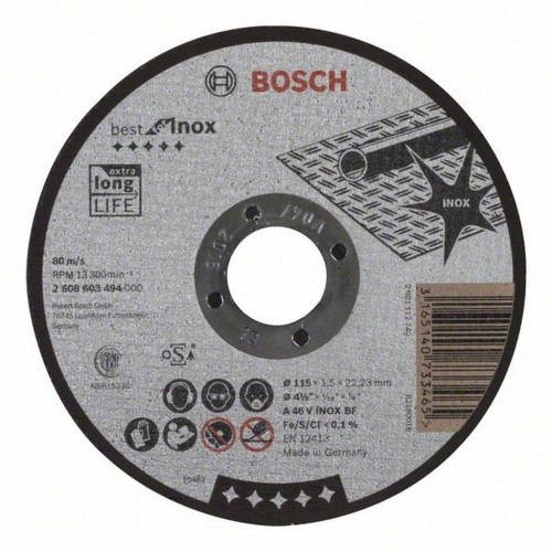 BOSCH Best for Inox Trennscheibe gerade, 115 x 22,23 x 1,5 mm 2608603494