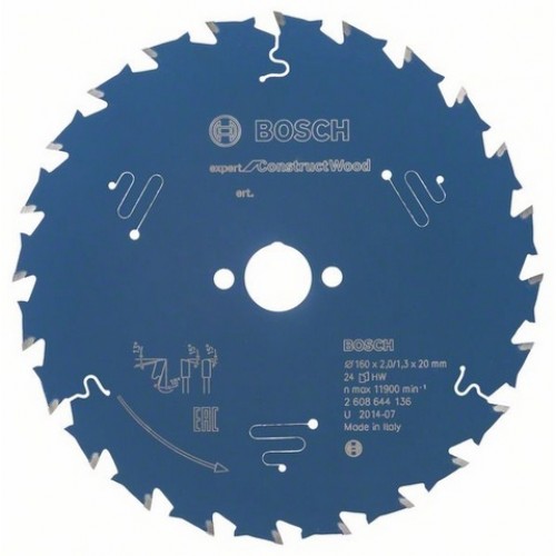 BOSCH Kreissägeblatt Expert for Construct Wood, 160 x 20 x 2,0 mm, 24 2608644136