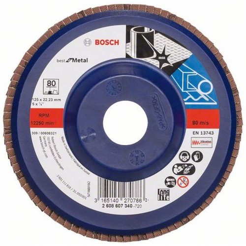 BOSCH Best for Metal Fächerschleifscheibe X571, 125x22,23mm, 40, gerade 2608607338