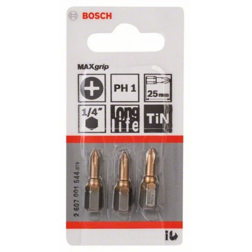 BOSCH Accessories KreuzschlitzBit PH 1 extra hart C 6.3 3St. 2607001544