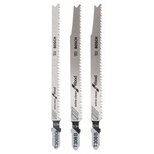 Bosch 3tlg. Stichsägeblatt-Set Extra Clean for Hard Wood 2609256A12
