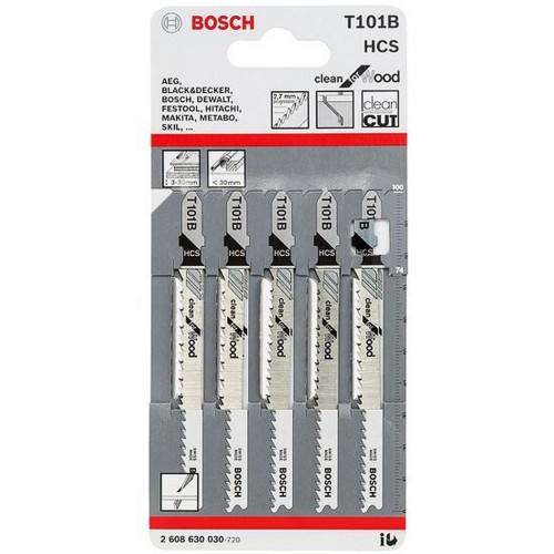 BOSCH Accessories Stichsägeblatt T 101 B, Clean for Wood, 5er-Pack 2608630030