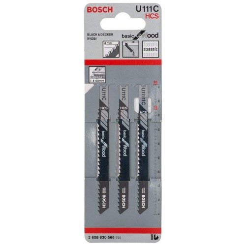 BOSCH Accessories Stichsägeblatt U 111 C, Basic for Wood 2608630566 3St.