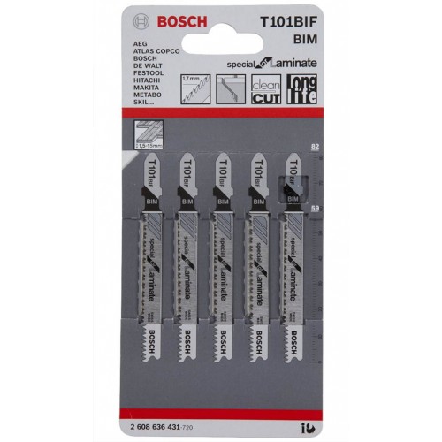 Bosch Zubehör T 101 BIF Special for Laminate Stichsägeblatt - 5er-Pack, 2608636431