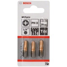 BOSCH Schrauberbit Max Grip, PH 3, 25 mm, 3er-Pack 2607001548