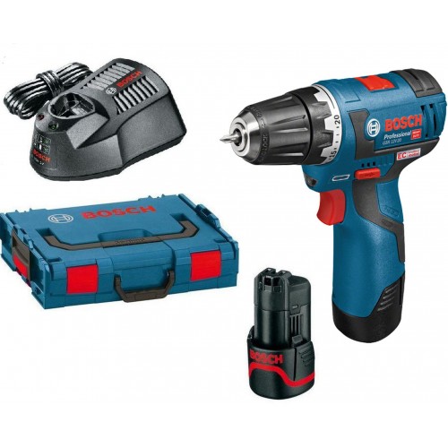 BOSCH Akku Bohrschrauber GSR 12V-20, mit 2 x 3,0 Ah Li-Ion Akku, L-BOXX 06019D4005