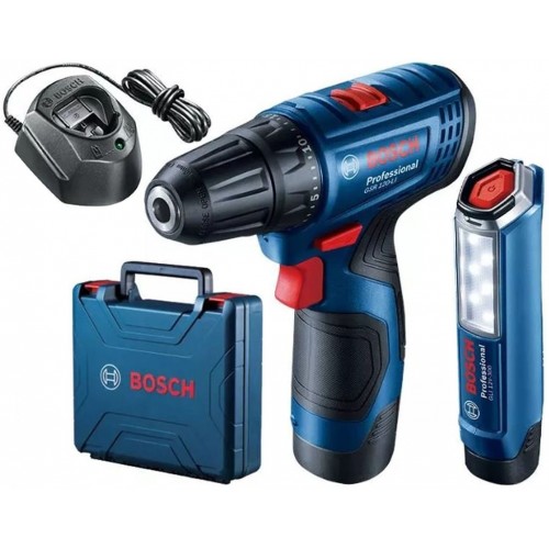 BOSCH Akku-Bochrschrauber mit Akku-Lampe GSR 120-LI + GLI, 12V 2x2.0Ah 06019G8004