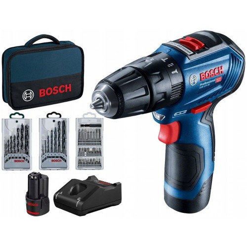 BOSCH GSB 12V-30 PROFESSIONAL Akku-Schlagbohrmaschine mit Zubehör 12V 2x2.0Ah 06019G9101