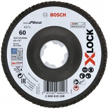 BOSCH Fächerschleifscheibe X571 Best for Metal, gewinkelt, 115 mm, K 60, Fiber 2608619198