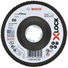 BOSCH Fächerschleifscheibe X571 Best for Metal, gewinkelt, 115 mm, K 80, Fiber 2608619199